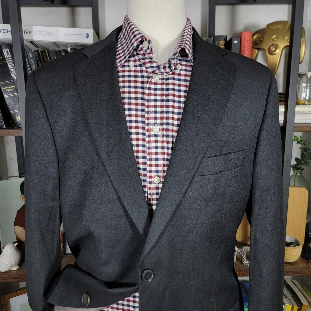 Hugo Boss Pasolinl movie Men's Sport Coat Blazer Two Button Black‎ Charcoal 42L